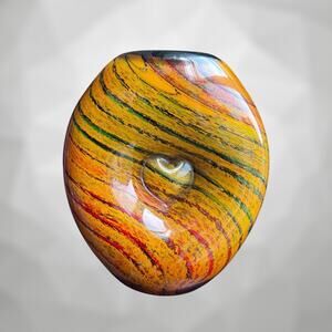 Dale Tiffany Hand-Blown Glass Vase – Multicolor Swirl with Heart-Shaped Center